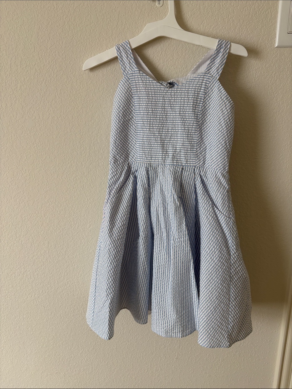 Rare Editions Light Blue and White Striped Sundress